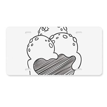 Imagem de DIYthinker Bacia preta biscoitos bola de sorvete placa de licença decoração de carro acessório de aço inoxidável