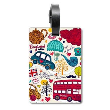 Imagem de Bus Tower Reino Unido Inglaterra Big Ben Landmark Bagagem Etiqueta Cartão de Bagagem Etiqueta Scutcheon Etiqueta