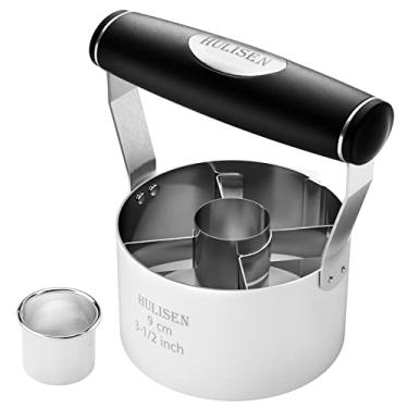 Imagem de HULISEN Cortador de rosquinhas, cortador de rosquinha de aço inoxidável de 8,89 cm com cabo macio e cortador de biscoito pequeno, ferramentas profissionais para massa de assar