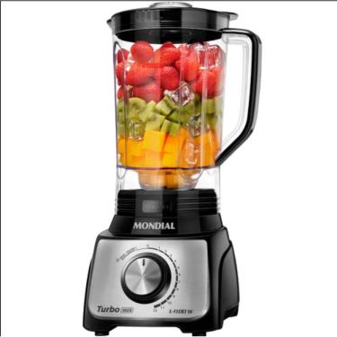 Imagem de Liquidificador Mondial Turbo 3L 12VEL 1100W C/ Filtro L-1100 - 5877-01 PRETO/INOX 110 VOLTS