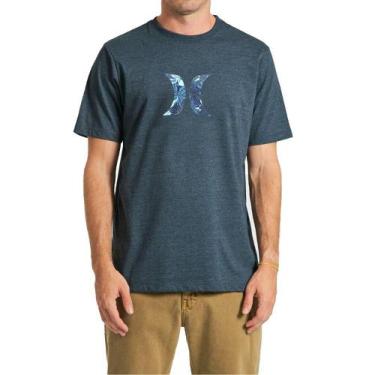 Imagem de Camiseta Hurley Icon Palm Masculina Azul Marinho Mescla