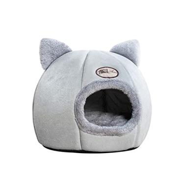 Imagem de CIADAZ Tenda para animais de estimação Cama Caverna para Gatos/Cães Pequenos Veludo Auto-Aquecedor 2 em 1 para Gatos/Cama para Gatinhos/Cabana para Gatos com Almofada Lavável Removível, Cama Confortáv