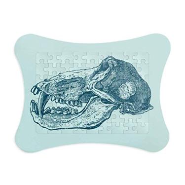 Imagem de Moldura de quebra-cabeça de animal com desenho de flanco e caveira de animal, enfeite de quebra-cabeça