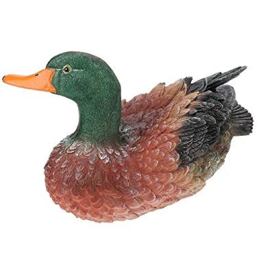 Imagem de Pato decorativo de resina ZPSHYD, estátua de pato de simulação ornamento de molde animal resina artesanato jardinagem ornamento de jardim 6,3 polegadas