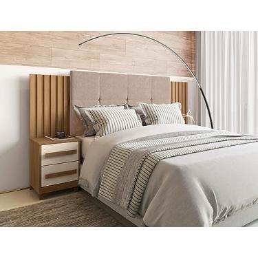 Imagem de CABECEIRA CASAL AJUSTAVEL RIPADO SUIÇA - CINAMOMO/OFF WHITE