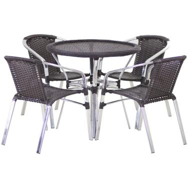 Imagem de Conjunto 4 Cadeiras Floripa e Mesa Com Tampo Tramado em Alumínio Piscina, Área, Jardim Trama