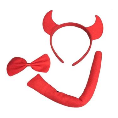 Imagem de Tiara Diabo Diabinha Laço Rabo Carnaval Halloween Fantasia