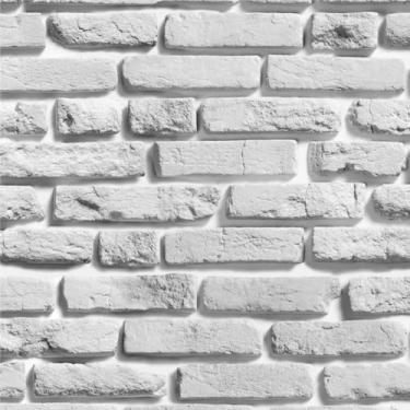 Imagem de Papel De Parede Adesivo Tijolinho Rústico Branco E Cinza 1m