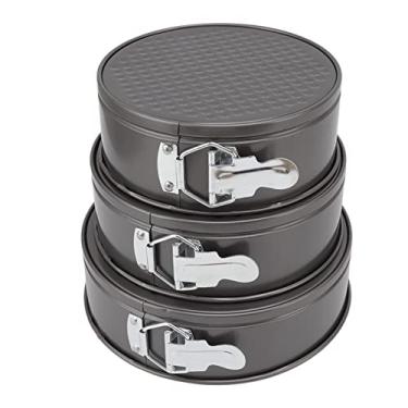Imagem de Conjunto De Panelas De Bolo De 3 Unidades, Ferramentas De Cozimento Redondas Antiaderentes, Liberação Fácil, Fundo Removível, Fecho De Mola De Aço Inoxidável Para Pão De Pizza De Cheesecake(18/20/22)