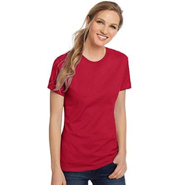 Imagem de Camiseta feminina de algodão Nano-T Hanes, Deep Red, Medium