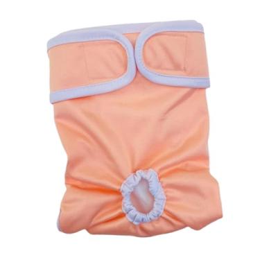 Imagem de ＫＬＫＣＭＳ Fraldas para cachorro femininas, roupas de gato com calor, respirável, ajustável, confortável, calcinha de período premium, calça fisiológica, Laranja XS