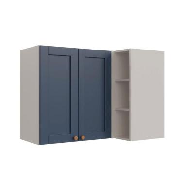 Imagem de Armário Aéreo de Canto Reto 2 Portas 3 Nichos Arizona Cabecasa Madeiramadeira Branco/Azul