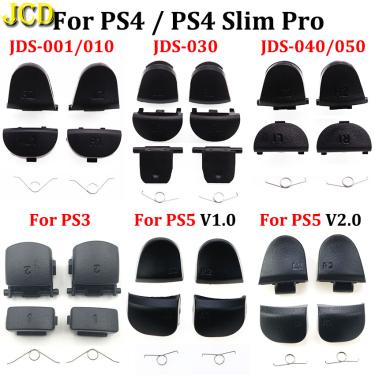 Imagem de JCD-Botões Gatilhos Pretos para PS3 PS4 Pro Slim PS5  Chave do Jogo com Mola  Substituir R1 L1 R2