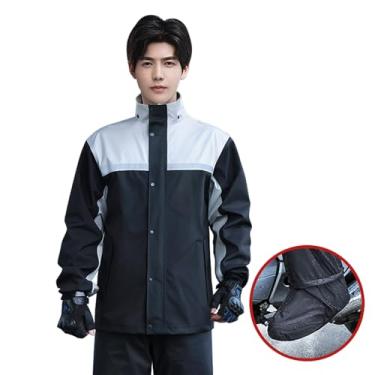 Imagem de Conjunto de roupa de chuva masculina dividida capa de chuva impermeável e conjunto de calça de chuva equipamento de chuva reflexivo