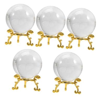 Imagem de Zerodeko 5 Conjuntos trevo bola de cristal suporte de exibição de base de cristal decorações para chá de bebê decoração de escritório ornamento bola de cristal criativa decoração de casa