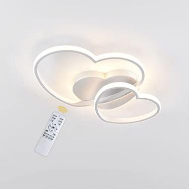 Imagem de Plafon LED regulável de 40 W, design moderno branco em forma de coração, abajur de metal com abajur acrílico com design de coração amor, plafon para quarto, sala de jantar, cozinha, abajur d