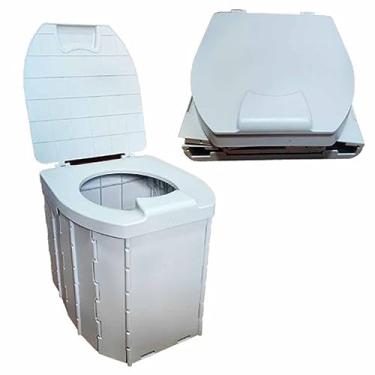 Imagem de Banheiro de acampamento portátil, comadre dobrável para adultos e crianças, banheiro pequeno para carro RV, adequado para camping, praia, carro, engarrafamento (grisalho)