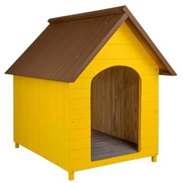 Imagem de Casa Casinha De Cachorro em Madeira Pintada Extra Gigante N7 (Amarela)