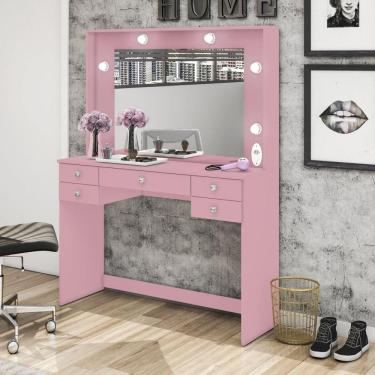 Imagem de Penteadeira 5 Gavetas 117cm Movelbento Rosa
