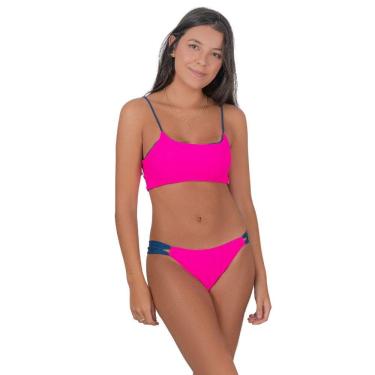 Imagem de Biquini Textura Tiras Duplas Alça Regulável Proteção Uv 50