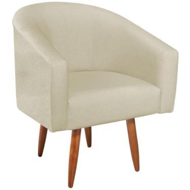 Imagem de Poltrona Cadeira Decorativa Luiza Pés Palito Suede Sala Estar Salão de Beleza Recepção Escritório e Penteadeira Doce Sonho Móveis (Bege)