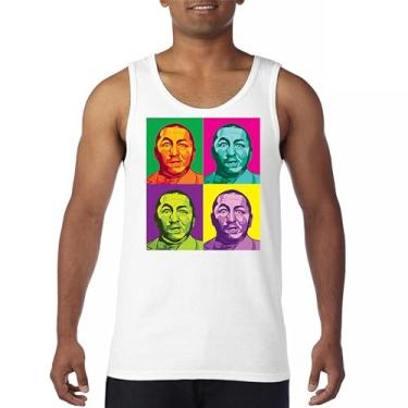 Imagem de Camiseta regata masculina engraçada American Legends 3 Moe Larry Shemp Wise Guys Classic Trio Curly Squared The Three Stooges, Branco, P