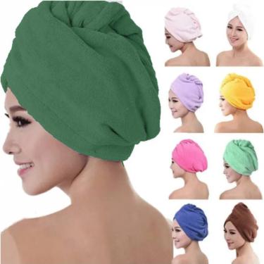 Imagem de Kit 6 Toalhas Grossa Mágica Para Cabelo Secar Rápido Touca Banho