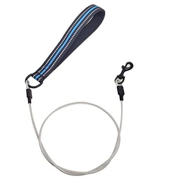 Imagem de YUDOTE Coleira para cães à prova de mastigação, cabo de aço de 1,8 m com alça acolchoada macia refletiva, resistente à água, azul