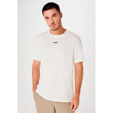 Imagem de Camiseta Masculina Off-White Creme Lisa Básica Becker 100% Algodão-Masculino