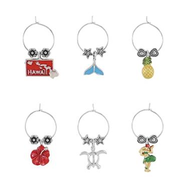 Imagem de Wine Things, 6 peças, pingentes de vinho/marcadores de bebida para taças de vinho, festa de degustação de vinhos (estado), Metal, Sem pedras preciosas