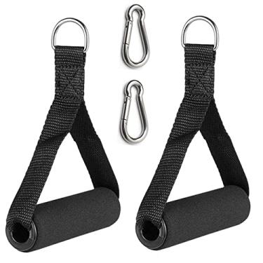 Imagem de KARLOR Pacote com 2 alças de exercício de aderência para faixas de resistência, equipamento de fitness de substituição com 2 ganchos mosquetões, acessórios de treino para ginástica em casa, tríceps,