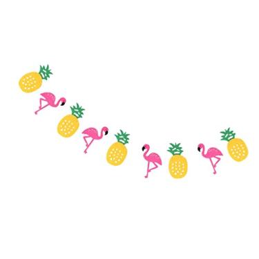 Imagem de Faixa de flamingo de feltro havaiano - Decoração de festa Luau - Guirlanda tropical multicolorido - perfeita para praia e festa de aniversário - Tamanho de 15 x 8 cm - Acesso a festas em alta