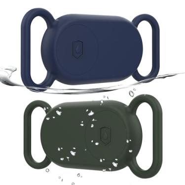 Imagem de Rzttwl Pacote com 2 coleiras de cachorro à prova d'água compatíveis com Samsung Galaxy SmartTag 2, rastreador GPS de silicone oculto para Samsung Tag 2, capa antiperda de coleira para cachorro Smart