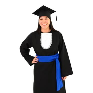 Imagem de Beca Formatura + Capelo + Jabô - Kit Completo Unisex (M - 1,66 a 1,75m)