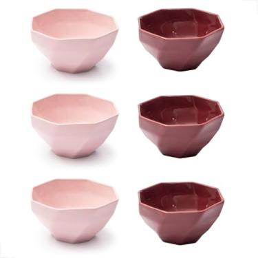 Imagem de Conjunto Bowl de Cerâmica 350ml 6 peças Design Sofisticado e Moderno Alta Durabilidade Ideal para Sopas, Cereais, Saladas, Sobremesas (Rosa/Magenta)