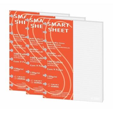 Imagem de Refil Caderno de Disco 120g 300 Folhas Cinza Pauta Branca Médio 9 Furos Smart Sheet