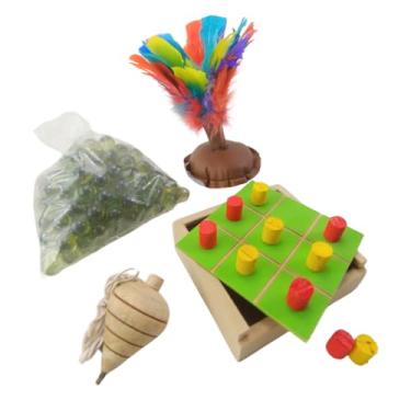 Imagem de Kit Brinquedo Tradicionais Peteca Piao Jogo Velha 30 Bolinha