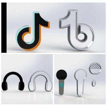 Imagem de Cortador Kit Tik Tok Fone e Micro Fone Tamanho 5cm