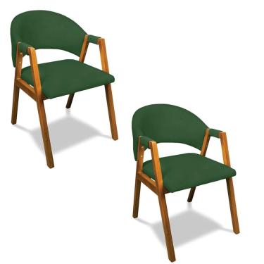 Imagem de Cadeira Sala de Jantar Em Madeira kit 2 Yara Suede D03 - D`Rossi