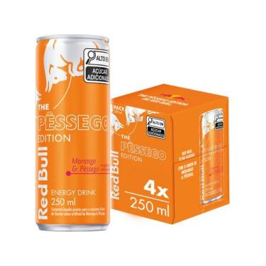 Imagem de Bebida Energética Red Bull Morango e Pêssego 250ml 4 Unidades, Morango