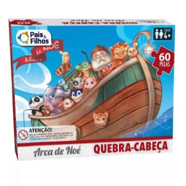 Imagem de Brinquedo Infantil Quebra Cabeça Arca De Noé Premium 60 Peça - Pais & 