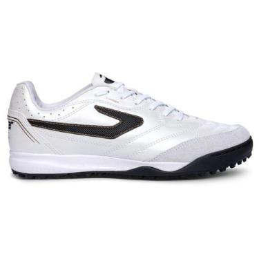 Imagem de Chuteira Society Topper Maestro Td IV, Branco, Dourado, 37