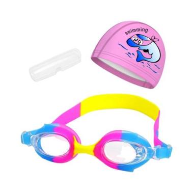 Imagem de Kit Óculos Natação Com Estojo e Touca Infantil Desenhos Coleção Peixin