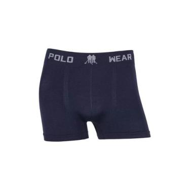 Imagem de Cueca Masculina Adulto Boxer Confortável Polo Wear Microfibra, Azul, M