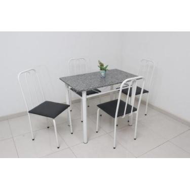 Imagem de MESA DE JANTAR em aço para cozinha 1.00m X 0.60m com 4 CADEIRAS POP ta