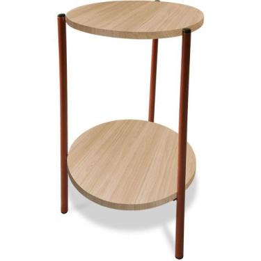 Imagem de Mesa Mesinha De Canto Redonda Decoração Qatar Industrial Cobre - Genus