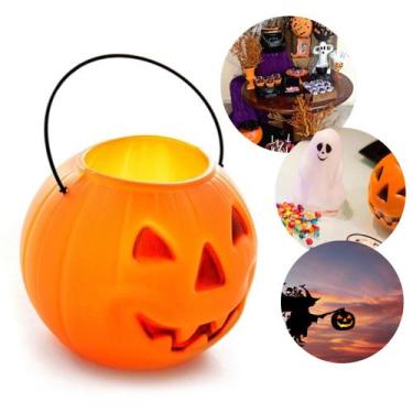 Imagem de Balde Abóbora Grande Guloseimas Decoração Halloween - Paise filhos