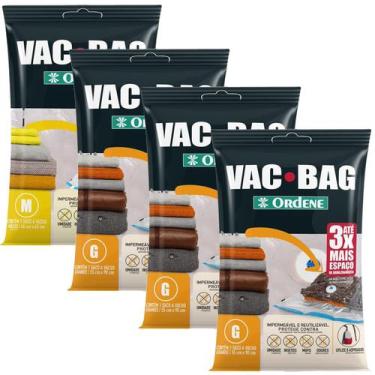 Imagem de Conjunto 4 Saco a Vácuo Organizador Edredom Manta Roupas M G - Ordene