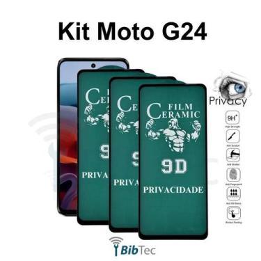 Imagem de Kit 3x Películas Fosca Privacidade para Motorola Moto G24 - HUANG