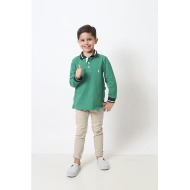 Imagem de Camisa Polo ou Body Infantil Verde Bandeira Manga Longa Premium - HFB,